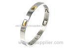 Silver Gold Plated Stainless Steel Bangle Bracelets Row Of Rectangle Pyramid Stud Hinged