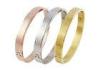 Fashion Hinged Stainless Steel Bangle Bracelets Engravable Shiny Double Heart Pattern