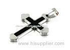 Large Classic MensStainless Steel Cross Pendant Black And Silver Plated