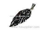 Two Tone Leaf Shaped Magic Stainless Steel Skull Pendant , Skeleton Pattern