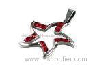 Cut Out Star Red Epoxy Stainless Steel Pendants With Light Siam Crystal For Children