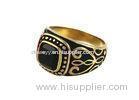 Classic Magic Heart Stainless Steel Rings Jewelry With Jet Crystal Gold And Black