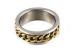 Unusual Two Tone Male Stainless Steel Rings Craved Groove With Chain Inside