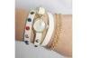 Lady novel Leather Wristband Watch With Double Alloy Chain