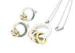 Three Tone Plated Stainless Steel Jewelry Set With Rings Pendant Chain And Stud Earrings