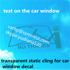 custom car window decal and transparent static cling sticker without adhesive