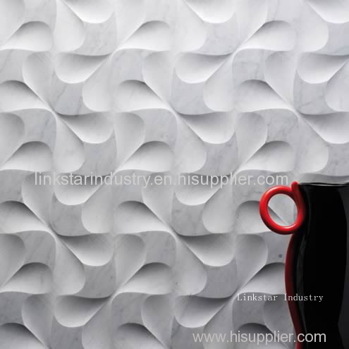 Natural Bianc Carrara 3d feature stone wall facing