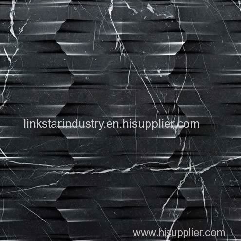 3D CNC black marquina marble indoor wall paneling