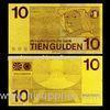 Netherland Bills 10 Gulden Gold Banknote Engraved 24K Fine Gold For Business Gift