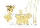 Butterfly Pendant Necklace Stainless Steel Jewelry Set For Women , Personalized