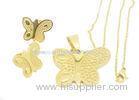 Butterfly Pendant Necklace Stainless Steel Jewelry Set For Women , Personalized