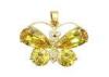 Yellow Zircon Sterling Silver Butterfly Pendant , Handmade 925 Sterling Silver Jewelry