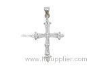 Handmade Byzantine White Zircon Mens Sterling Silver Cross Pendant Jewelry Gift