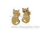 Mini Cat Surgical Stainless Steel Stud Earrings , Gold Post Earrings