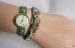 Waterproof Women Wrap Around Wrist Watch PU Strap With Rhinestone