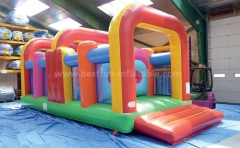 Inflatable duo run challenges obstacle course