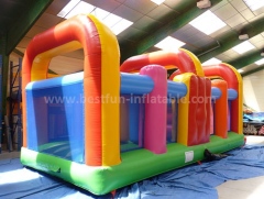 Inflatable duo run challenges obstacle course