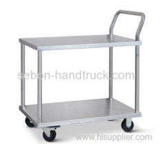 Stainless steel industrial truck 2-Shelf metal storage cart with wheels