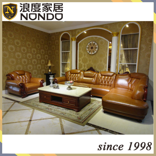 Classic Genuine Leather with Single Chair Solid Wood Frame AJ020