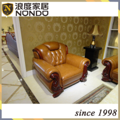 Antique Luxury Corner Top Leather Sofa with Chaise Longue