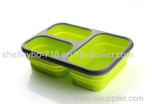 Square silicone foldable lunch box food grade food container