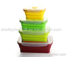 Square silicone foldable lunch box food grade food container