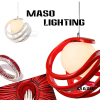 Rope adjustable red color E27 lamp holder indoor resin pendant lamp 60w ball shape P1003