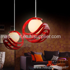 Rope adjustable red color E27 lamp holder indoor resin pendant lamp 60w ball shape P1003