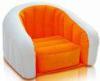 PVC orange inflatable flocked sofa with logo pringting 65 * 65CM 0.35mm thickness
