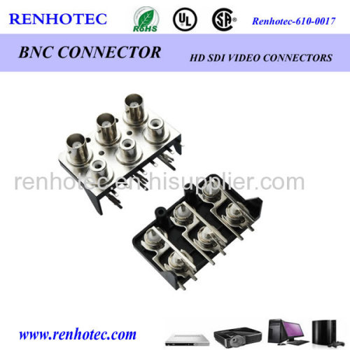 50/75 OHM BNC R/A PCB Shielded Socket Connector