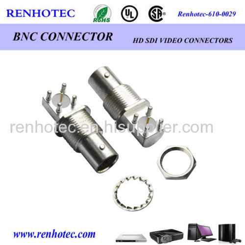 75 Ohm Right Angle PCB Mount BNC Connector