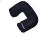 Black Inflatable travel neck pillow , flocking inflatable neck support