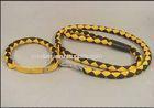 Yellow black braided polyester rope Soft PU dog leash for big dogs