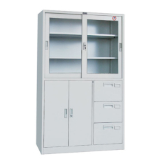 Steel Multi-purpose Large Capacity Glass Swing Door Office Filing Cabinet