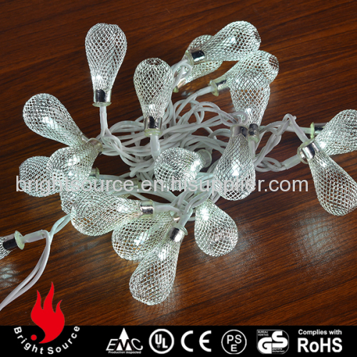 silver iron waterdrop cold white LED string decorative lights