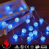 20L silver iron lattern ball blue string mini LED lights