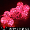 10L rattan ball pink LED string decorative lights