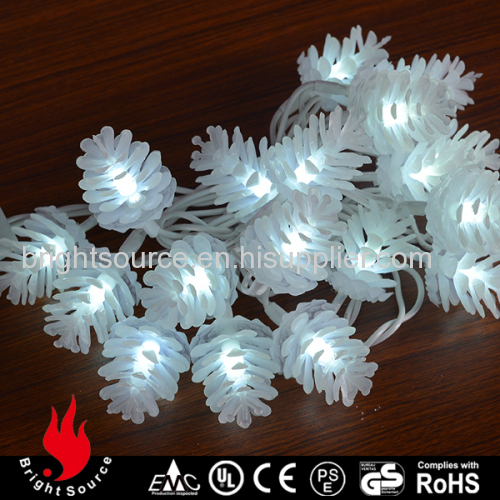 plastic pinecone cold white LED string decorative lights