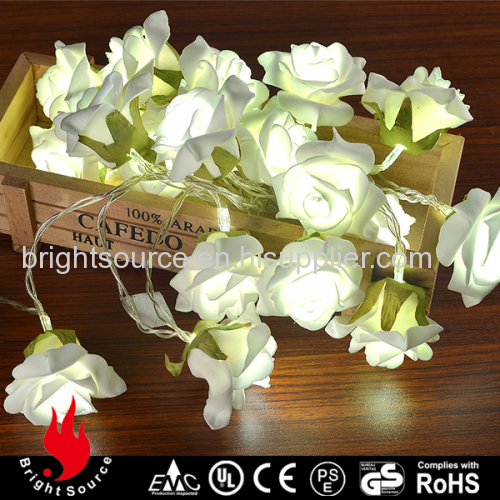 EVA white rose flower LED string decorative lights