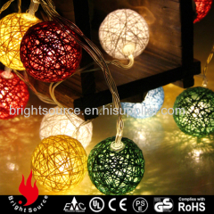 multi color cotton ball warm white LED string decorative lights