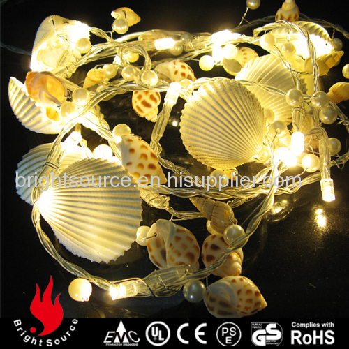 seashell conch and pearl garland warm white LED string decorative lights