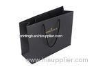 Stamping Logo Cotton Handle Black Paper Shopping Bags For Women 250gsm