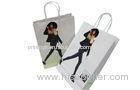 Shopping Colored Paper Bags With Handles , Clothing Packing White Kraft Bag