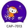 Purple Silicone Waterproof Swimming Cap for Kids , Monkey Printed