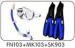 4 Sizes Diving Sets Diving Fins Free Diving Goggles and Diving Snorkel