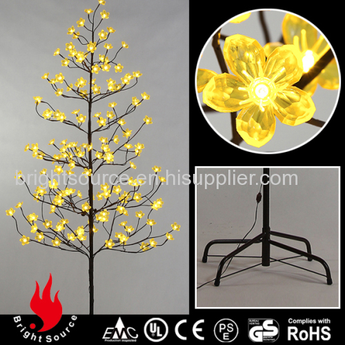 Xmas Tree Lights With Yellow Blossom Flowers