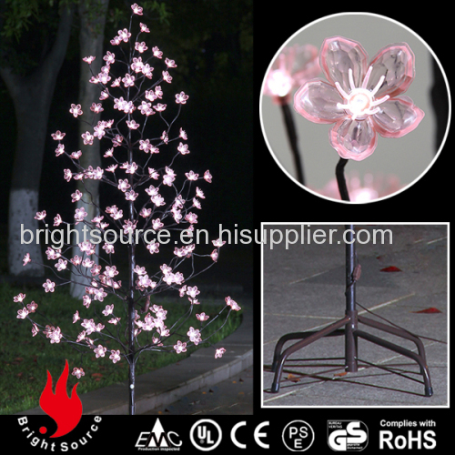 Outdoor Tree Lighting With Pink Blossom Flowers
