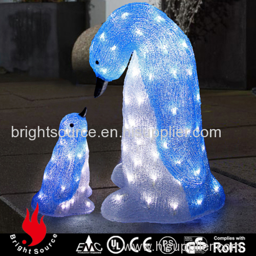 3D lighting mother and child penguin