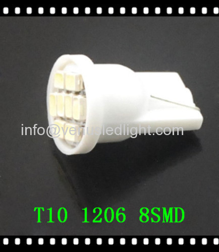 White Blue Red Green Yellow T10 8 LED 3020 W5W Wedge car LED lights T10 8 SMD 1206 bright super Car Lights Bulbs