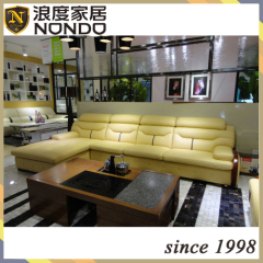 Luxury Modern Sectional Genuine Leather Sofa with sofa bed